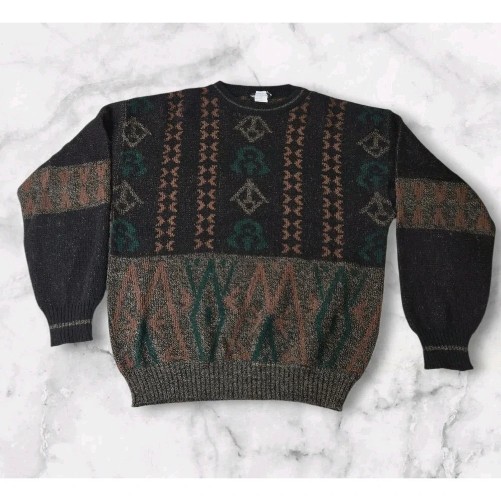 Metropolis Mens Sweater XL Wool Blend Brown Made In Italy
